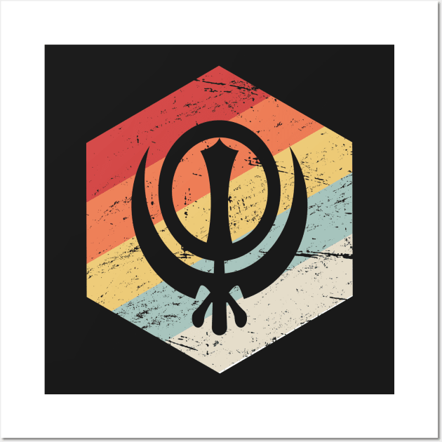 Retro 70s Sikh Khanda Icon Wall Art by MeatMan